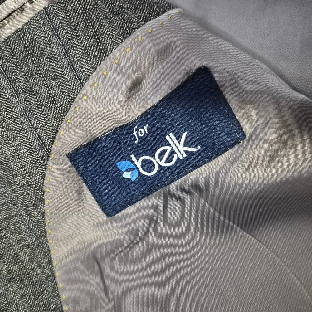 Hart Schaffner Marx Blazer Mens 42R Gray Wool Pinstripe Peak Sport Coat USA
